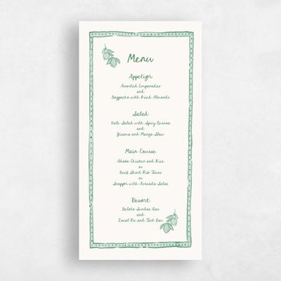 Green Wedding Menu - Tenger