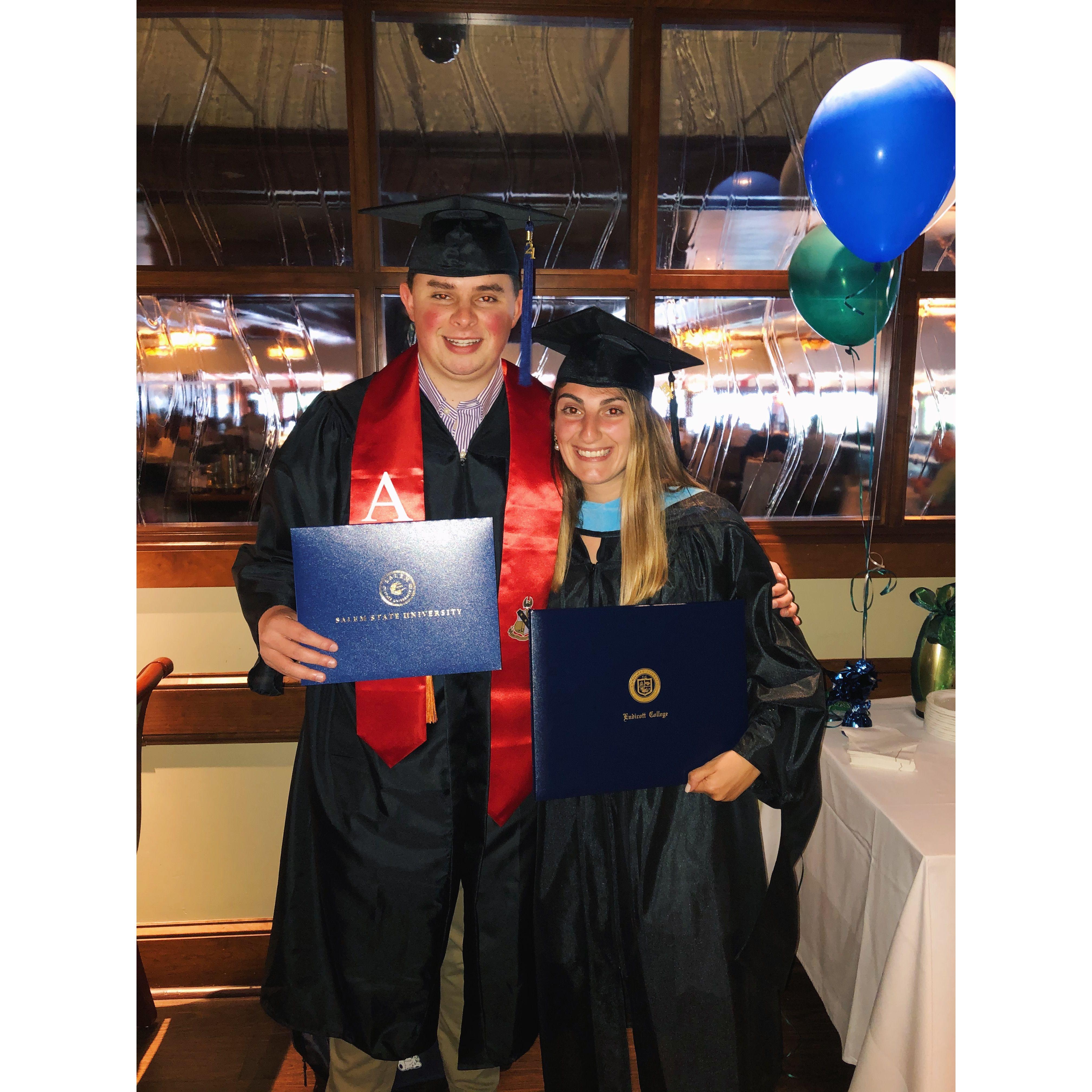 Fast forward to spring 2021 - Hunter graduating with his Criminal Justice degree from Salem State & Carolyn graduating from Endicott again with her Master's in Education!