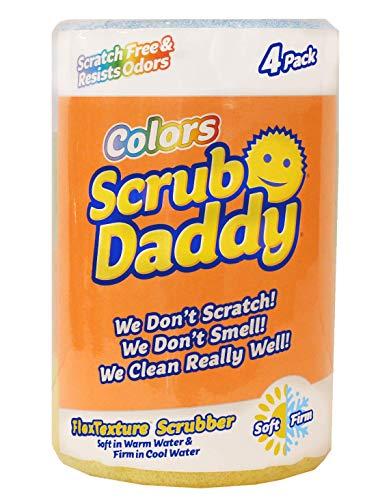 Scrub Daddy Colors - Color Code Cleaning, FlexTexture, Soft in Warm Water, Firm in Cold, Deep Cleaning, Dishwasher Safe, Multi-use, Scratch Free, Odor Resistant, Functional, Ergonomic, 4ct Roll