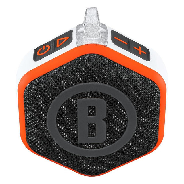 Bushnell Golf Wingman Mini GPS Speaker – Ultra Portable Bluetooth Golf Speaker with Audible Distances, Magnetic Cart Mount, Waterproof, 10Hr Battery & Carabiner, Orange