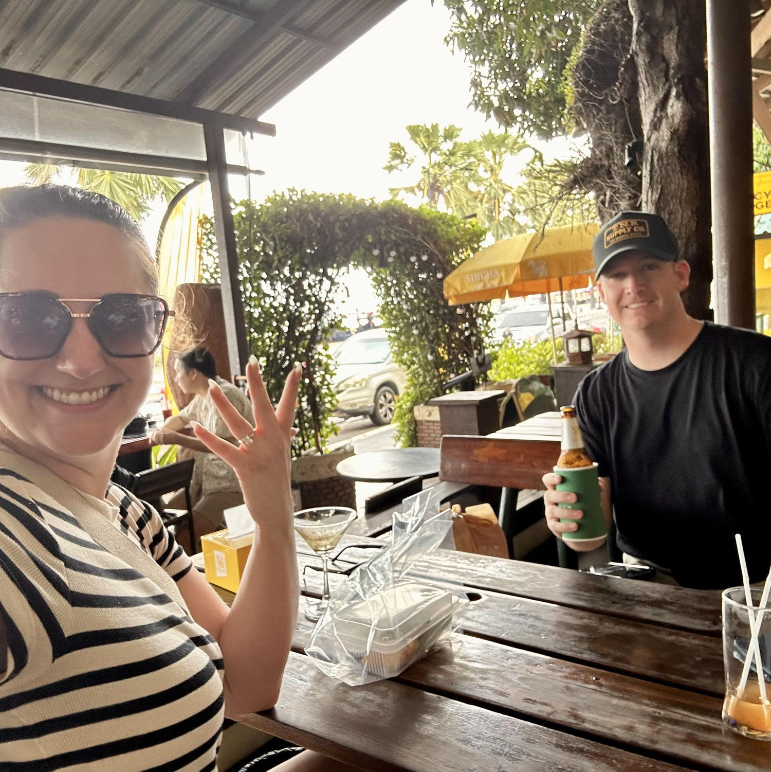 The first restaurant we visited in Thailand, freshly engaged