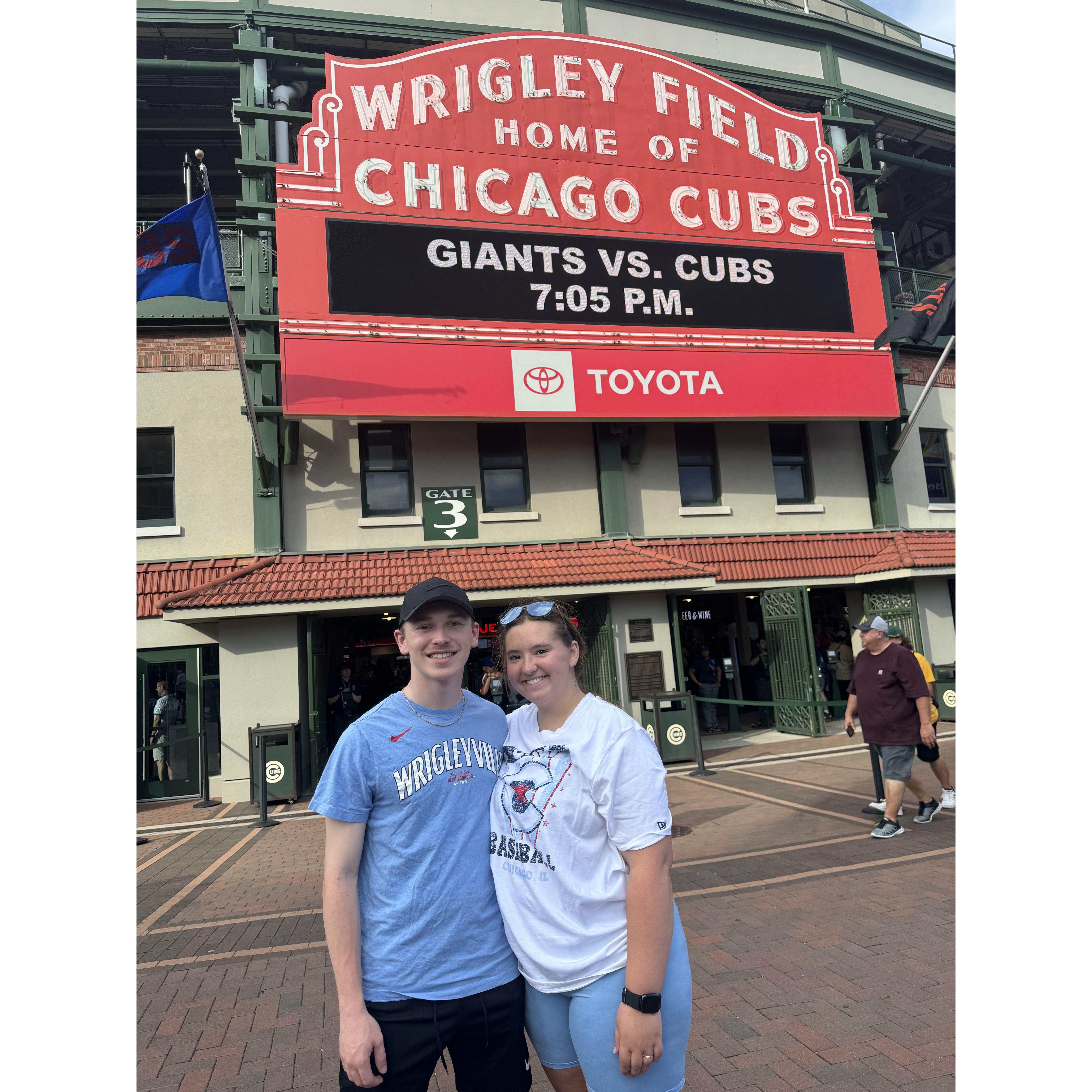 We went to a Cubs game together for the first time!