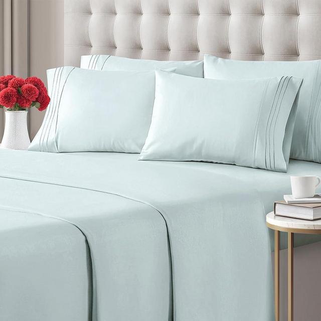 Queen 6 Piece Sheet Set - Breathable & Cooling Bed Sheets - Hotel Luxury Bed Sheets for Women, Men, Kids & Teens - Bedding w/ Deep Pockets & Easy Fit - Soft & Wrinkle Free - Queen Ice Blue Sheets