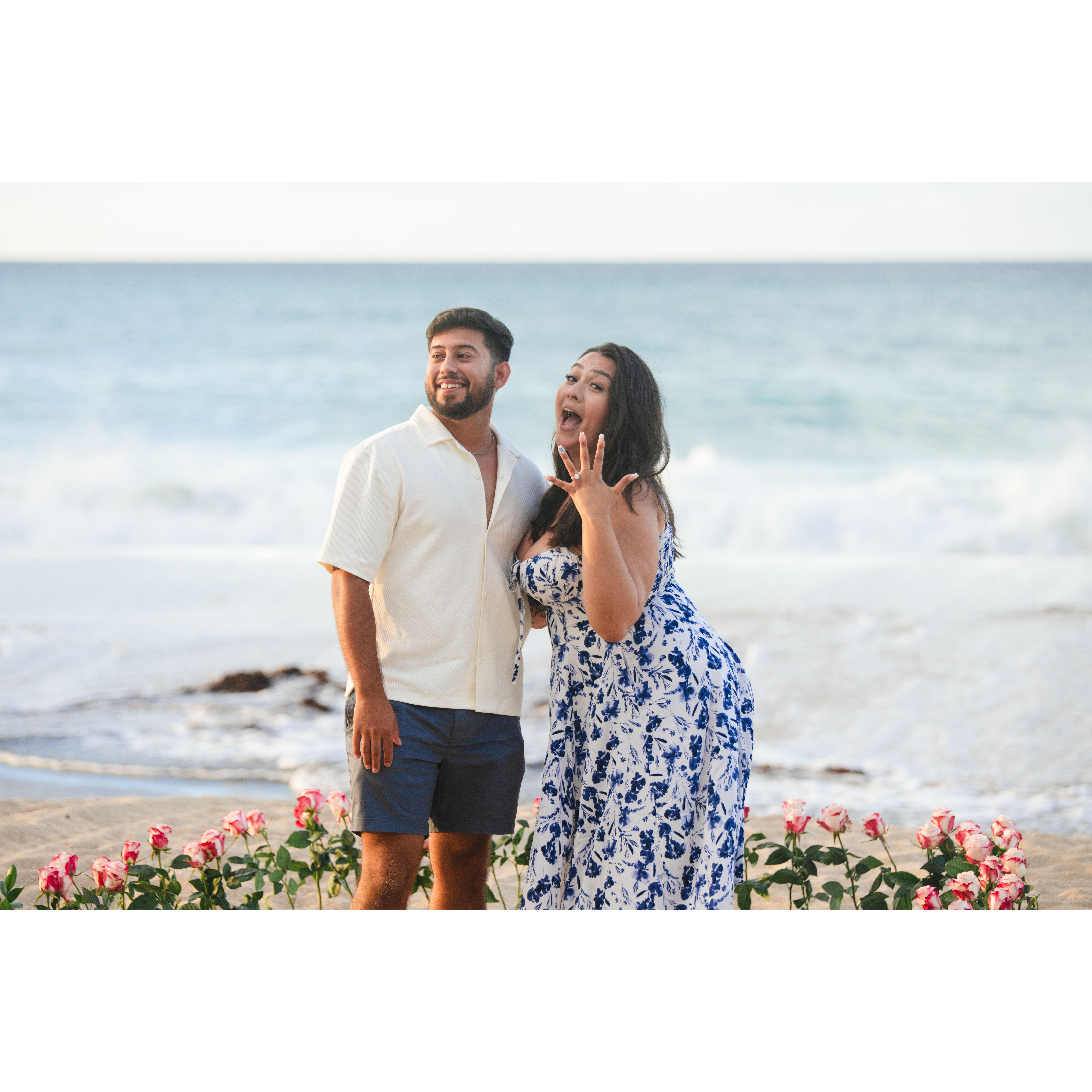 Wiping away tears and being super excited!