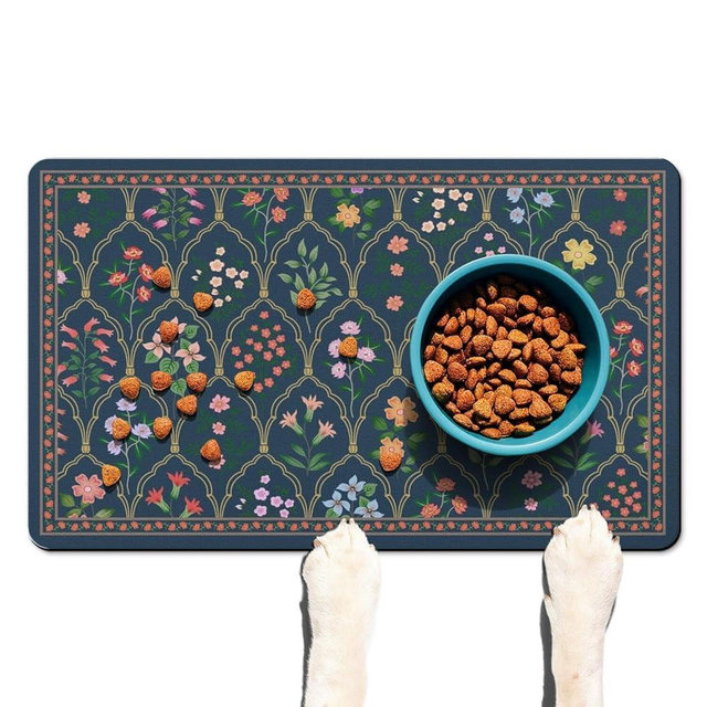 Absorbent Pet Dog Bowl Mat for Food and Water, Pet Cat Food Feeding Mat with Non Slip Rubber Backing, Dog Food Mats for Floors Waterproof, 17"x30"