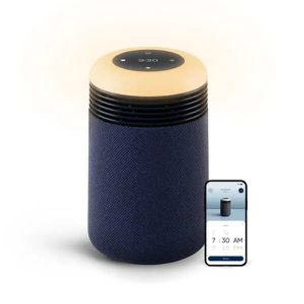 Blueair - Smart Mini Restful Air Purifier with Sunrise Clock, Blue, for Bedrooms up to 607 sq ft - Midnight Blue