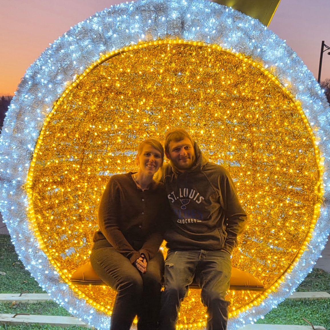 After Thanksgiving dinner at Graham's parents, we went to the park to take some pictures with the Christmas decorations. November 27, 2025