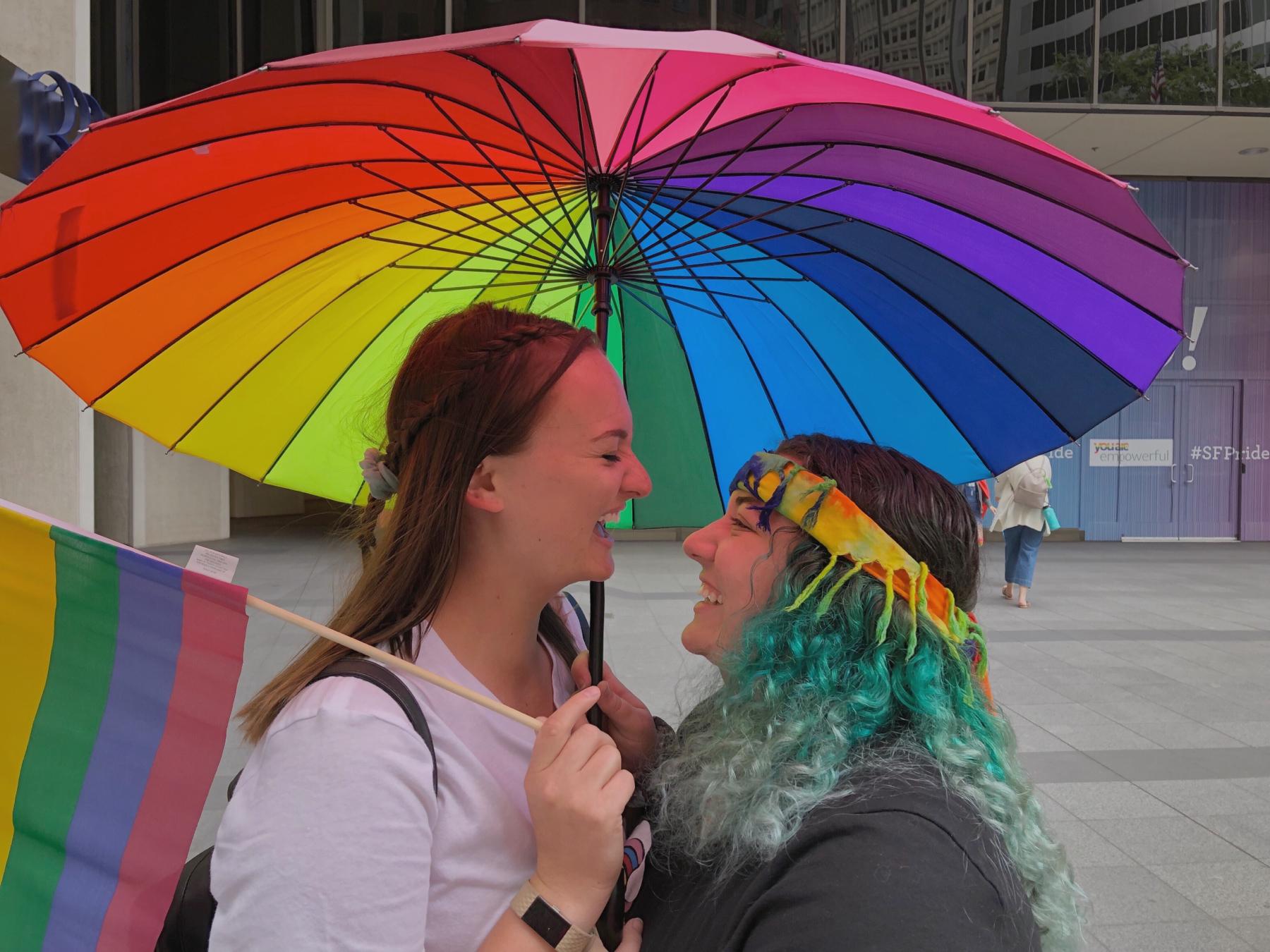 Kara and Bailey at Pride for their 5 year anniversary in 2019