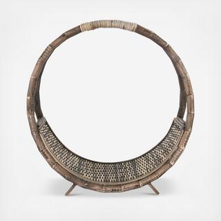 Round Handwoven Rattan Log Holder
