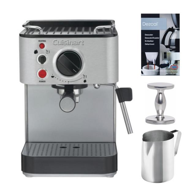 Cuisinart EM-100 Espresso Maker with Frothing Pitcher, Tamper & Descaling Powder