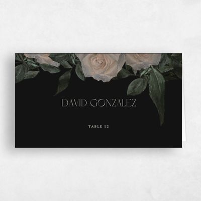 Black Modern Wedding Place Card - Poet