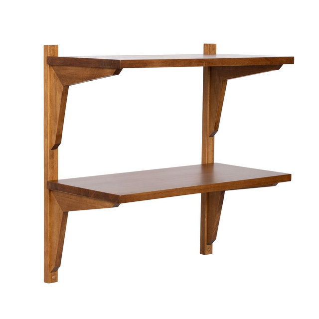 Kate and Laurel Meridien Wood Wall Shelf, Rustic Brown, 24x12x24