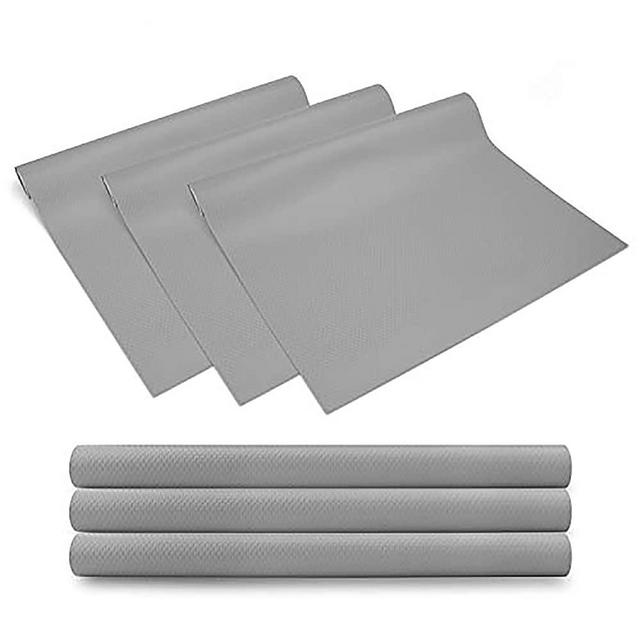 3 Rolls EVA cabinet liner, Non-slip Shelf Liners for kitchen Cabinets, Waterproof Cupboard Drawer Cushion Mats, DIY Multipurpose Antifouling Pads,17.7"x59"-Transparent