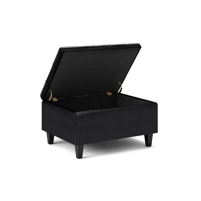 36" Elliot Coffee Table Storage Ottoman Faux Leather Midnight Black - WyndenHall