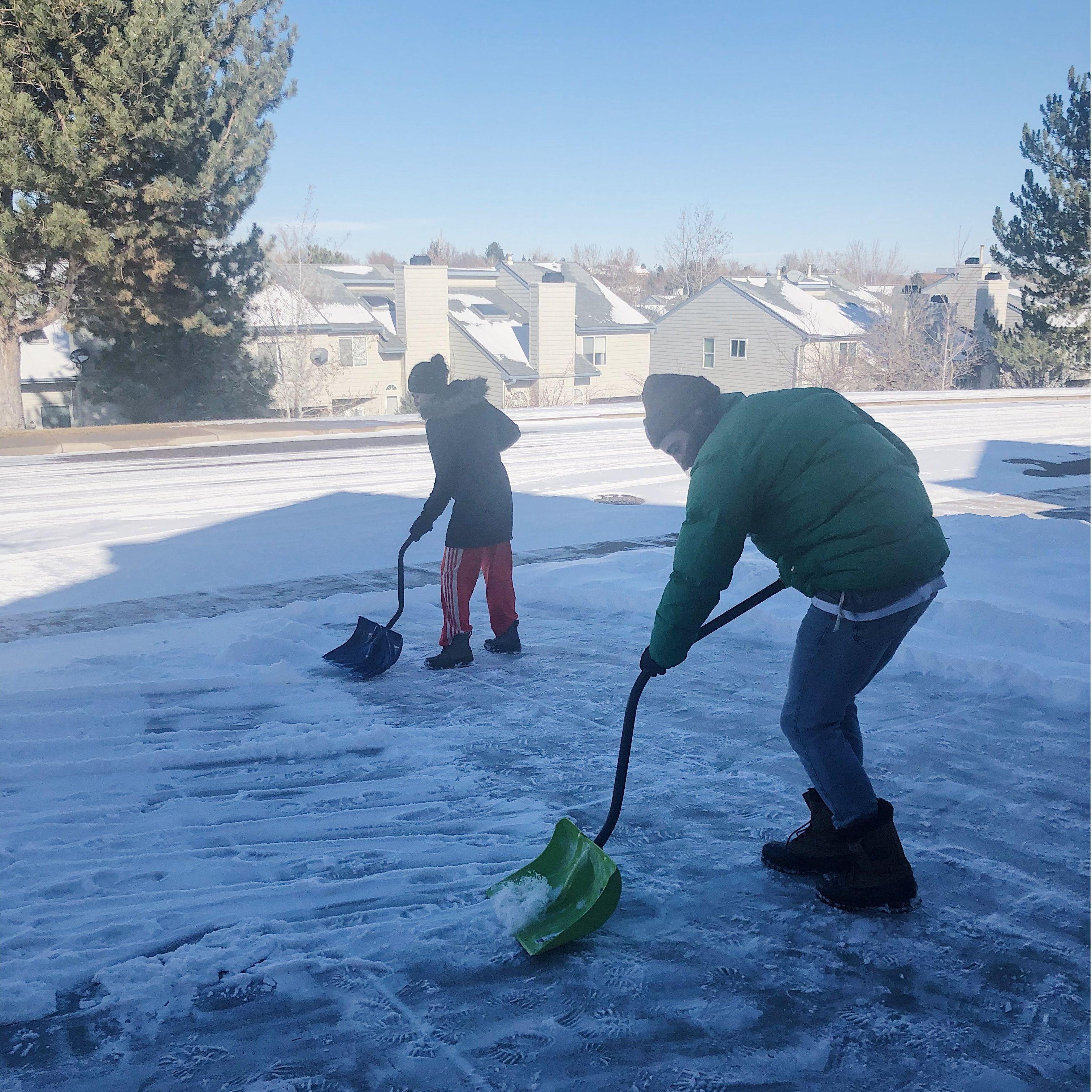 Shoveling snow in Littleton