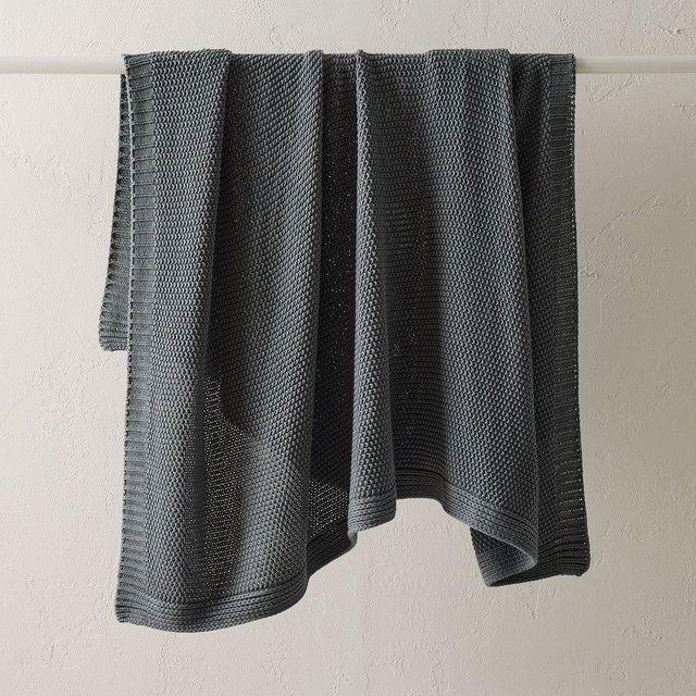 Cotton Knit Throw, 50x60, Aegean