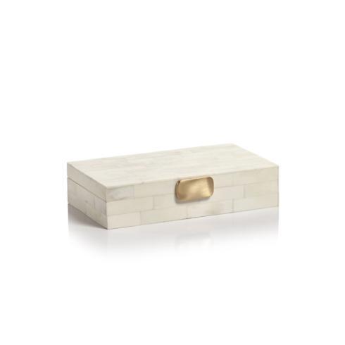 Zodax ~ White Bone Design Box w/Brass Knob, Price $92.95 in Tupelo, MS from Elizabeth Clair's