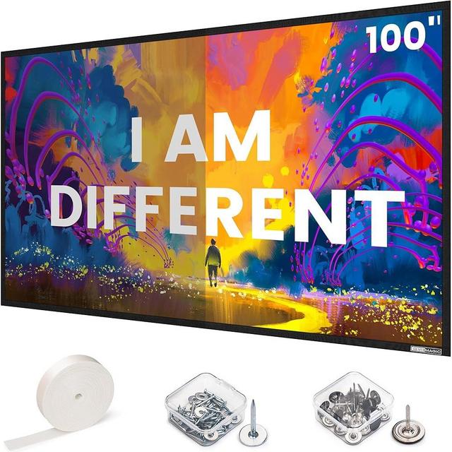 High gain 100 Inch Projector Screen - Wall Mounted - 2.6X Brightness and High Contrast 30% ALR -16:9 White Screen - by SilverMagic