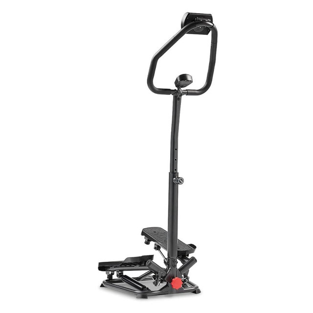 Sunny Health & Fitness Stair Twist Steppers for Exercise at Home Machine with Handlebar Mini Side to Side Stepper Climber W Optional Connected Fitness