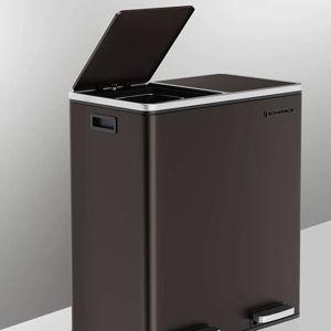 Dual 8 Gallon Trash Can in Brown