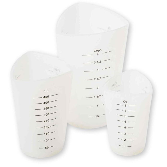 Tablecraft Flexible Measuring Cups, Silicone, Set of 3, Includes: 1, 2 & 4 Cups, White