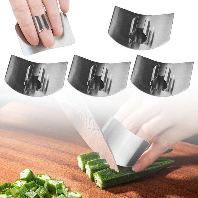 Stainless Steel Finger Guard, 2024 Upgrade Multifunctional Finger Protector for Cutting Food Slicing Finger Guard, Premium Slicing Tool Guard Finger Protector for Slicing, Chopping Vegetables (B-4Pcs)