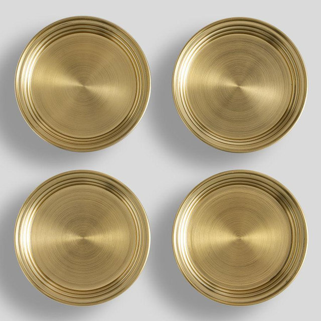 Everson Coasters w/ Holder, Set of 4 - Gold