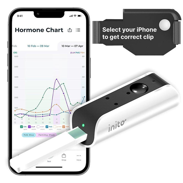 Inito Fertility Monitor & Hormone Tracker for Women | Estrogen, LH, PdG (Urine Metabolite of progesterone), FSH | Track and Confirm Ovulation | Includes 15 Test Strips (iPhone 12 Pro Max)