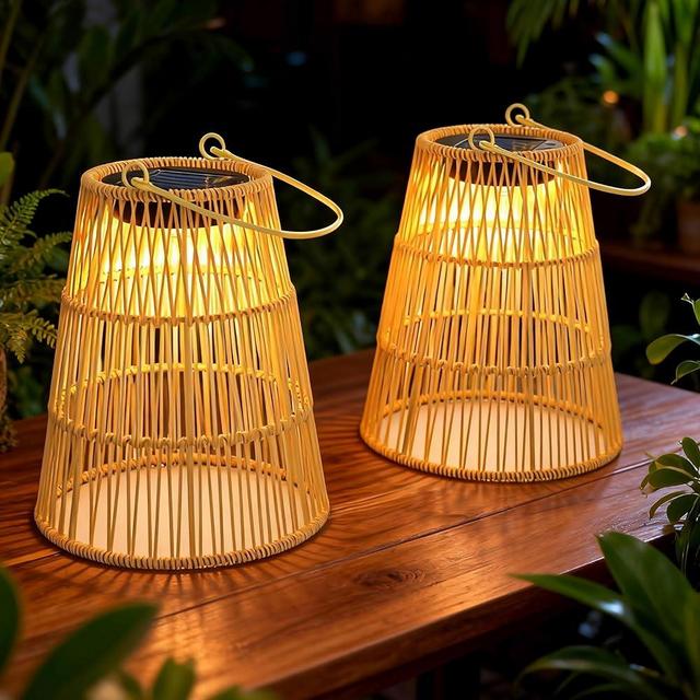 showyearn Solar Lanterns,Outdoor Waterproof Rattan Hanging Lights, Decorative Lamp for Garden, Yard, Patio, Porch, Trees, Pathway, Christmas Decor, Gifts for Women, 2 Pack
