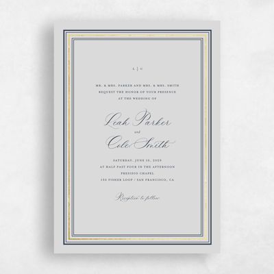 Moon Mist, Grey Wedding Invitation - Robin Classic Foil