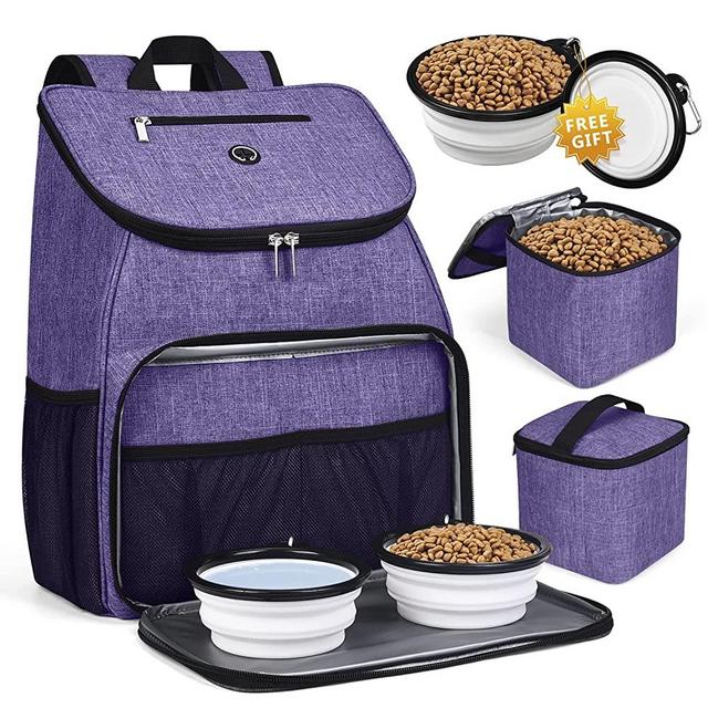 BAGLHER 丨Dog Travel Bag,Airline Approved Pet Supplies Backpack,Dog Travel Backpack with 2 Silicone Collapsible Bowls and 2 Food Baskets.