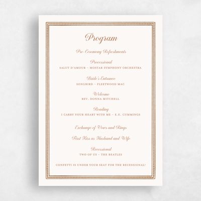 Tuscany, Brown Wedding Program - Pervenche