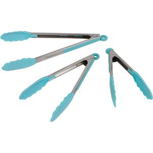 Aqua Sky Silicone Cooking Feeding Tongs - Set Of 3 Kitchen Locking Tongs-7,9,12" - For BBQ Grill, Oven Baking, Salad Steak Vegetable Pasta, Fish Serving| BONUS Ebook| Stainless Steel W/ Silicone Tips