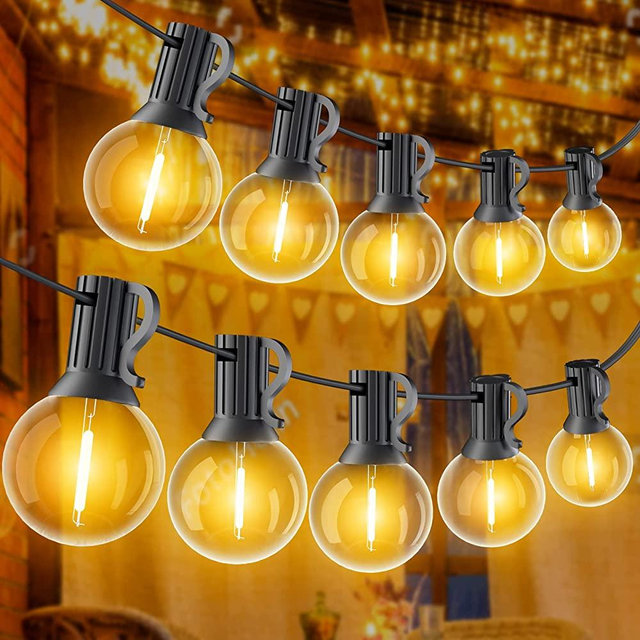 GPATIO 60FT Outdoor String Lights, Waterproof Patio Lights with 32 Dimmable Hanging Lights Globe G40 Bulbs, 2700k Shatterproof Connectable for Backyard Gazebo Porch Garden Commerical Outside Decor