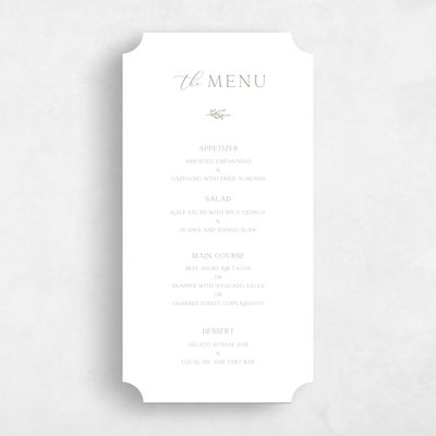White Ticket Wedding Menu - Eldridge