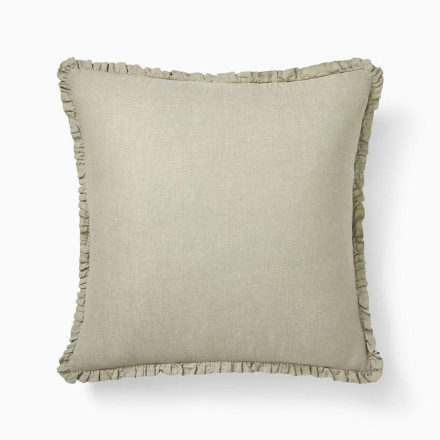 European Flax Linen Ruffle Euro Sham, Celadon