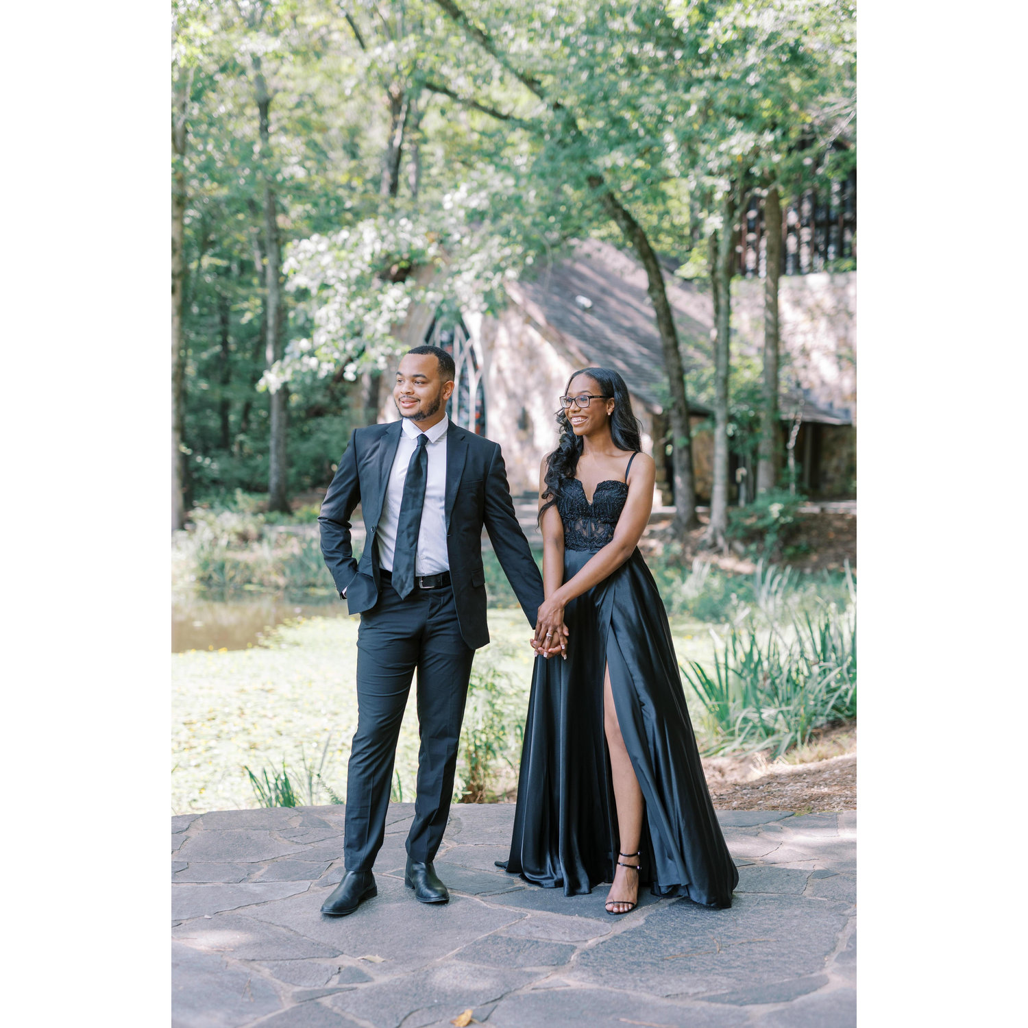Our engagment photos at the Ida Cason Memorial Chapel at Calloway Gardens!