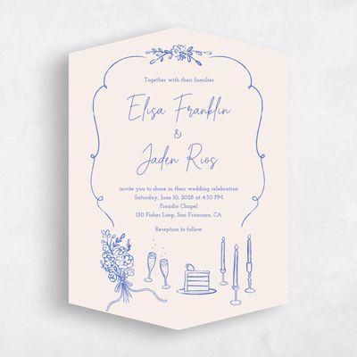 Blue Diamond Wedding Invitation - Finley Portrait