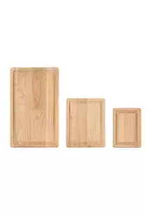 FarberwareRubberwood Cutting Boards with Trenches - Set of 3