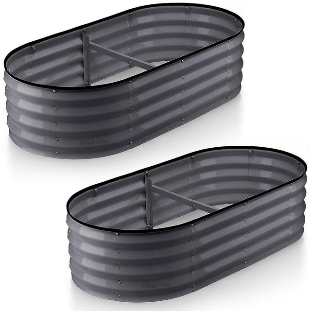 Galvanized Raised Garden Beds Outdoor // 4×2×1 ft (2-Pack) Planter Raised Beds for Gardening, Vegetables, Flowers // Large Metal Garden Box (Gray) // Patent Pending Tool-Free Assembly