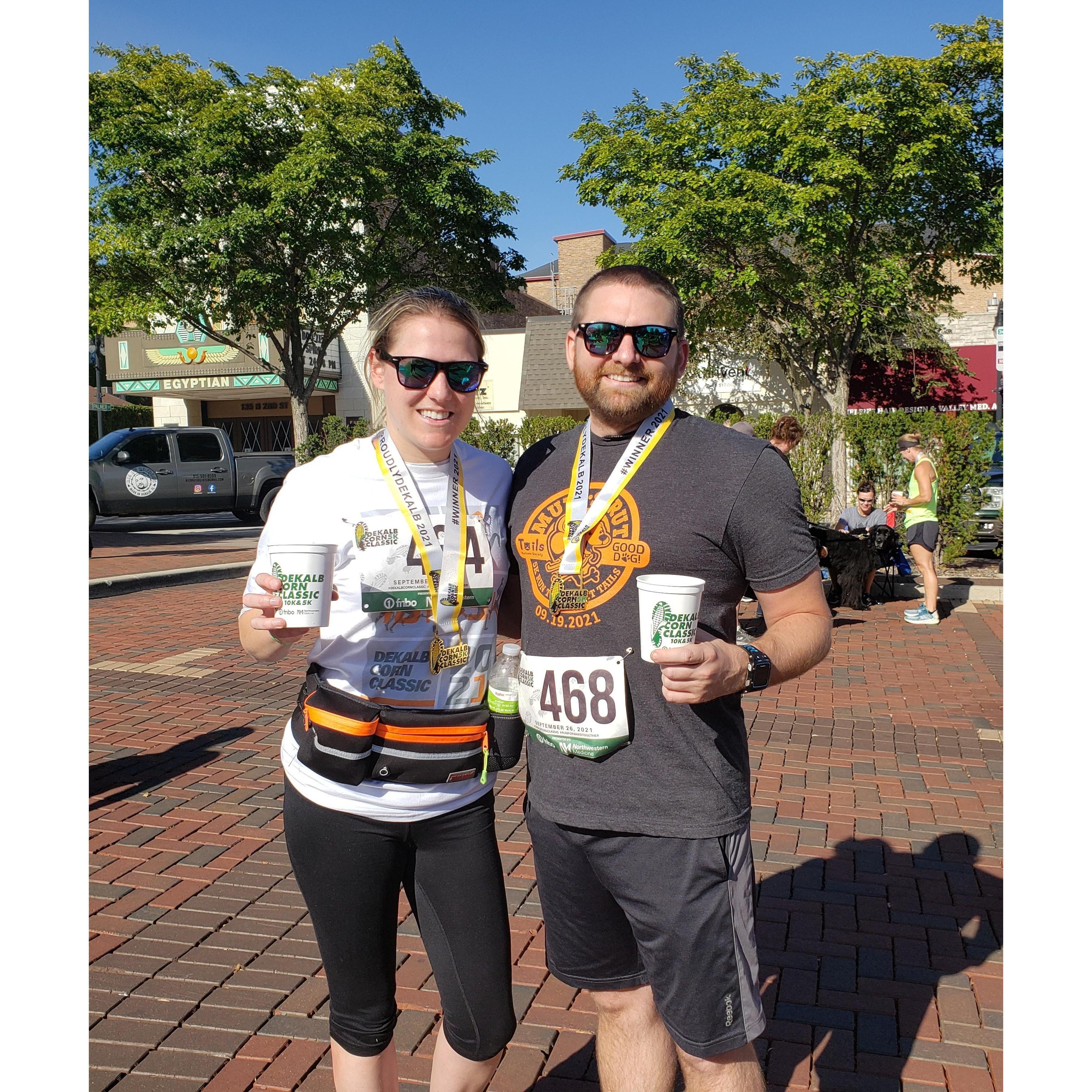 Corn Classic 5K! Both 2nd Place in our Age Groups