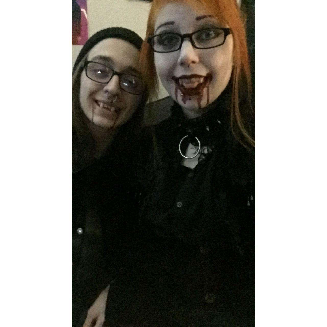 Dressed as Nadja and Laszlo from What We Do in the Shadows for Halloween.