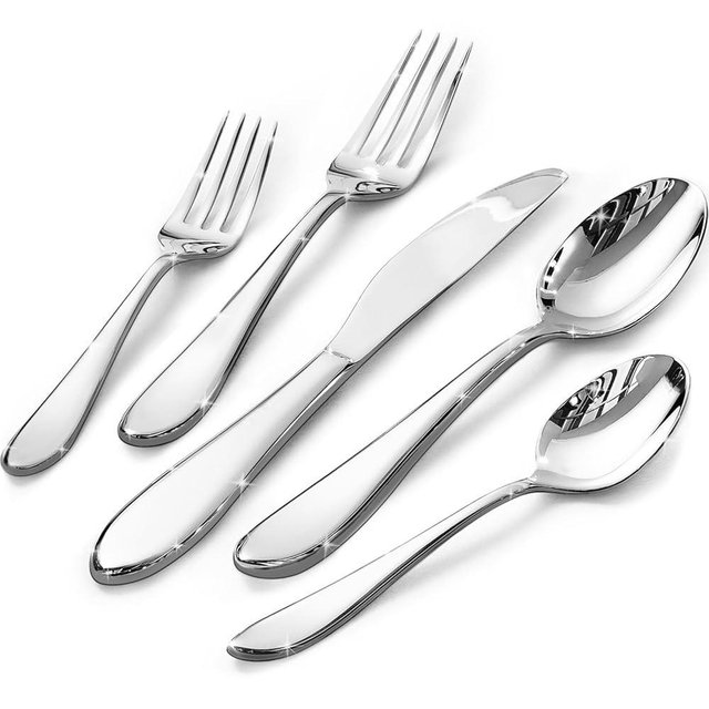 KINGSTONE 60-Piece Silverware Set for 12,18/10 Premium Stainless Steel Flatware Set, for Home, Restaurant, Wedding and Party Use, Mirror-Polished Cutlery Set, Dishwasher Safe.