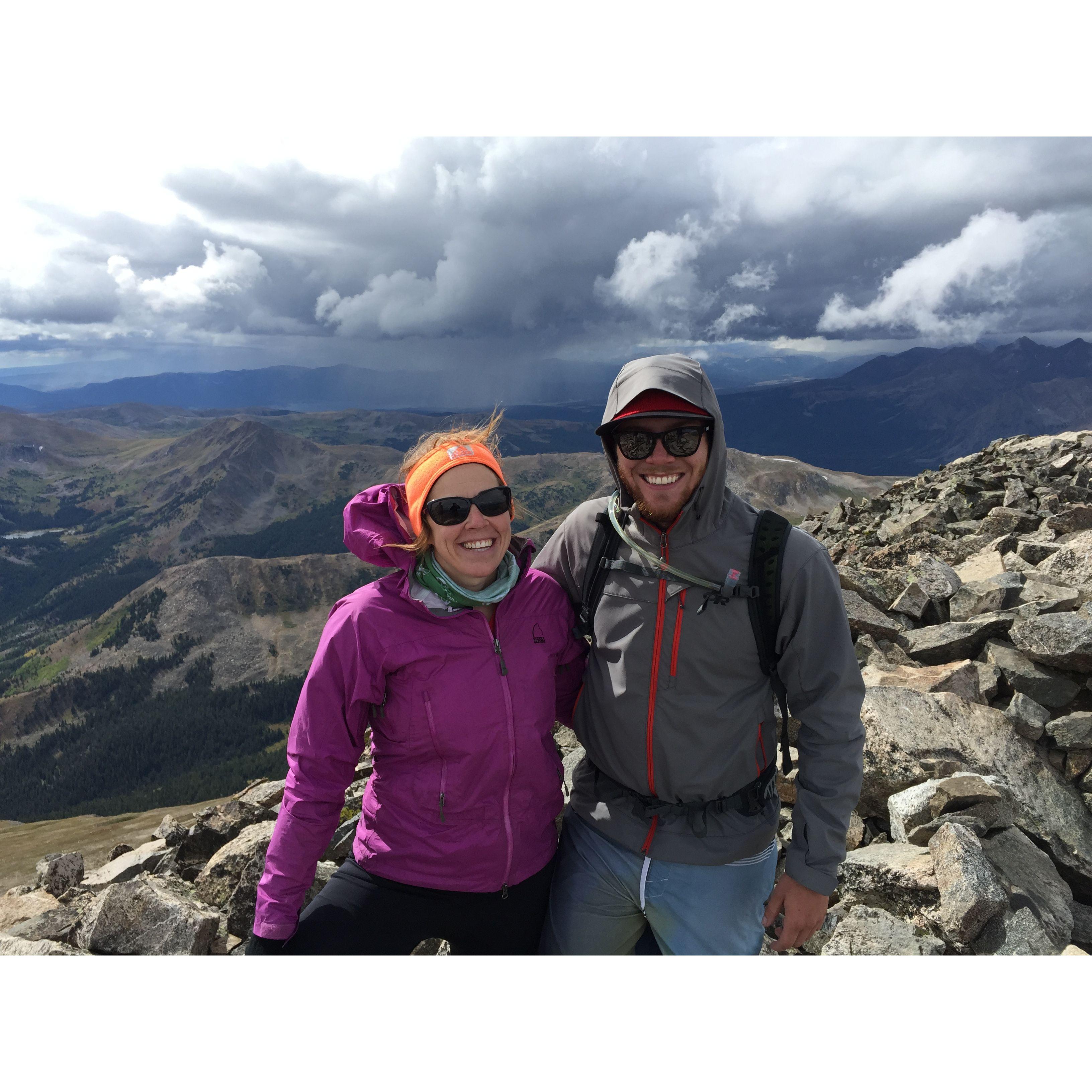 Hiking Mt. Yale - a 14er in Colorado. A storm was blowing in that you can see in the background