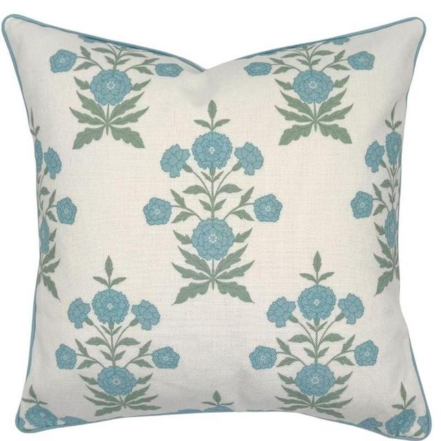Jillien Harbor Amelia 20" x 20" Floral Throw Pillow Cover Blockprint 50 cm x 50 cm Grandmillennial Home Decor (20" x 20")