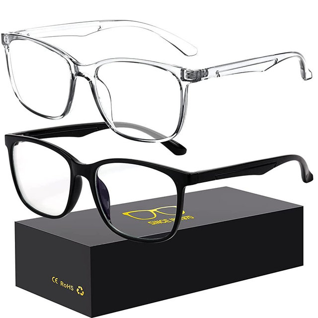 2Pack Blue-Light Blocking Glasses Computer Reading/Gaming/TV/Phones Glasses Fashion Anti Eyestrain UV Glasses for Women Men