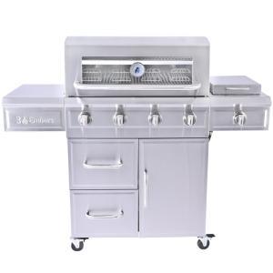 4-Burner Dual Fuel Propane Gas Grill with Radiant Embers Cooking System