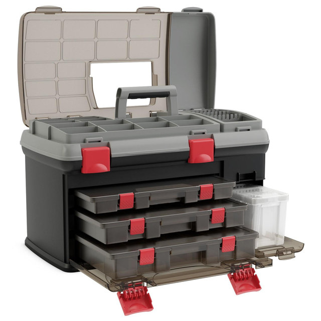 Costway 5 Layers Fishing Tackle Box w/ Dividers & Top Storage 3 Removable Utility Boxes