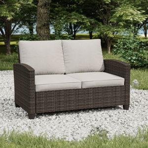 Thavy 49.6" Wicker Outdoor Loveseat with Cushions - Beige