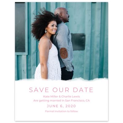 Pink Wedding Digital Save the Date - Waterfront Portrait